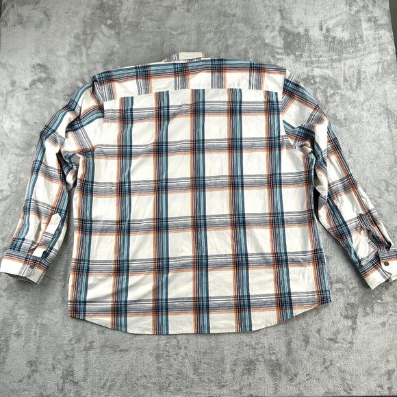 Wrangler Shirt Mens 3XL Blue Red Striped Long Sleeve Western Cowboy Rancher - Picture 9 of 10